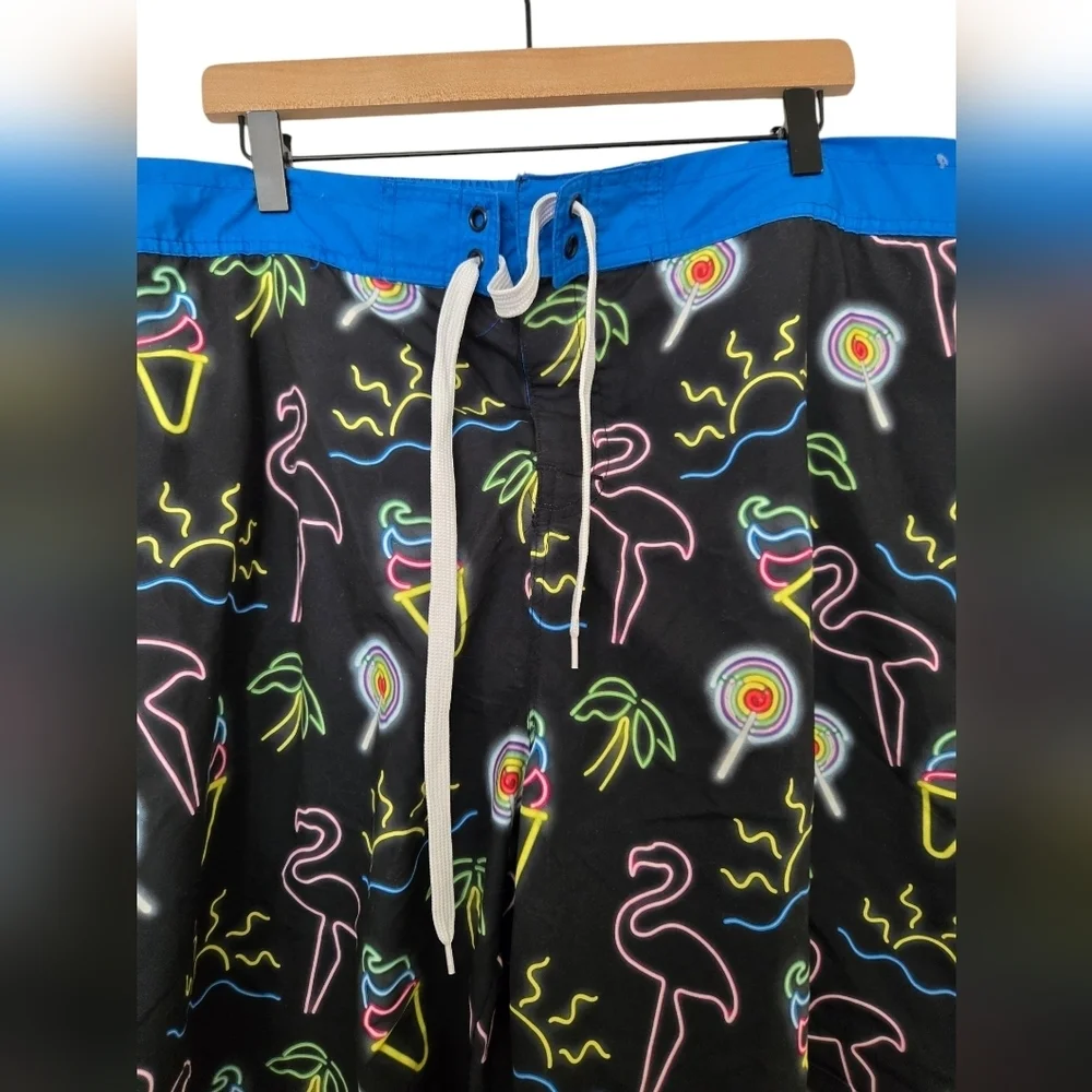 NWOT Top Drawer Neon Flamingo Swim Shorts Size 2XL